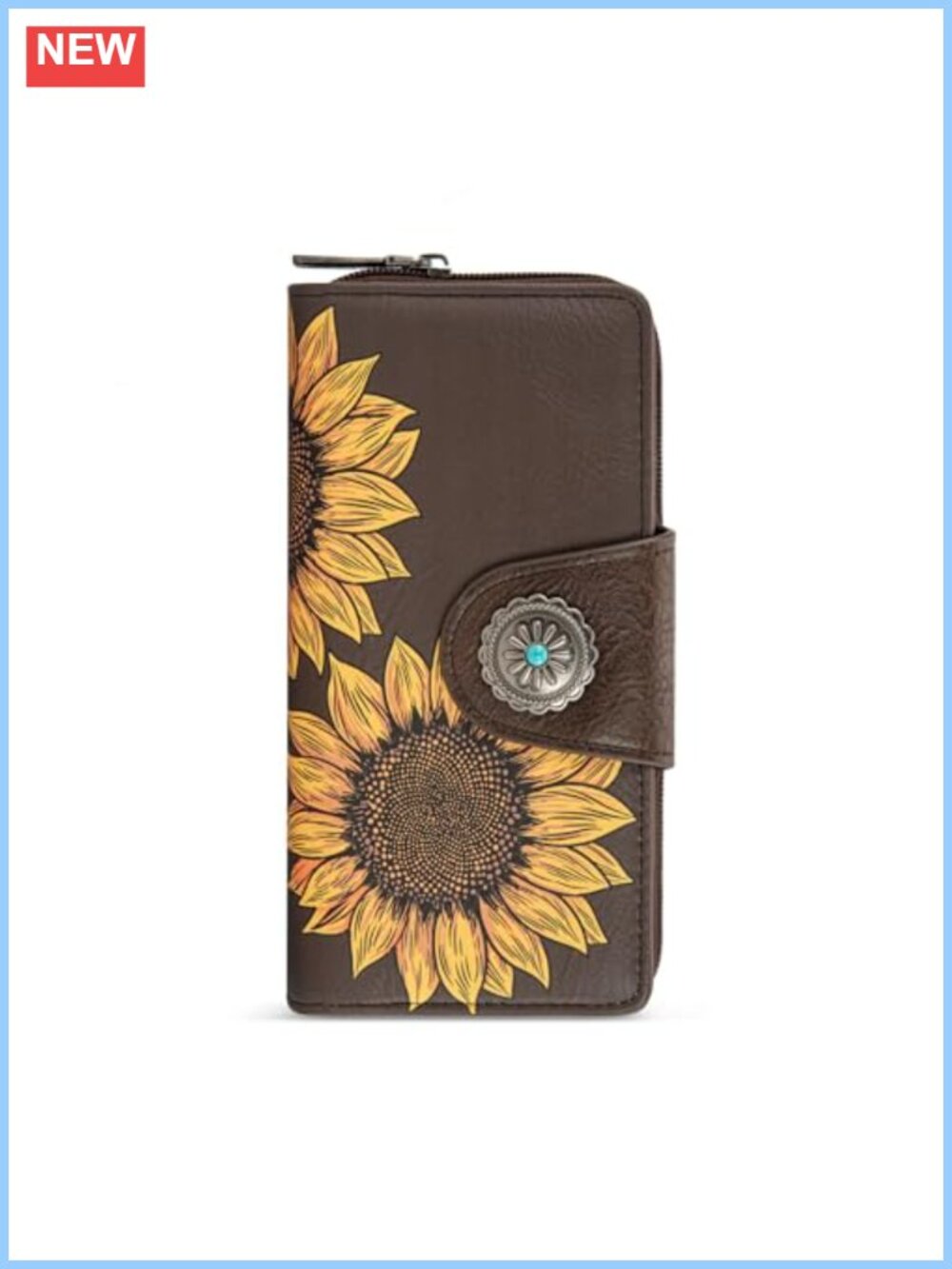 Womens Western Bifold Wallet Vegan Leather RFID Blocking 13 Card Slots